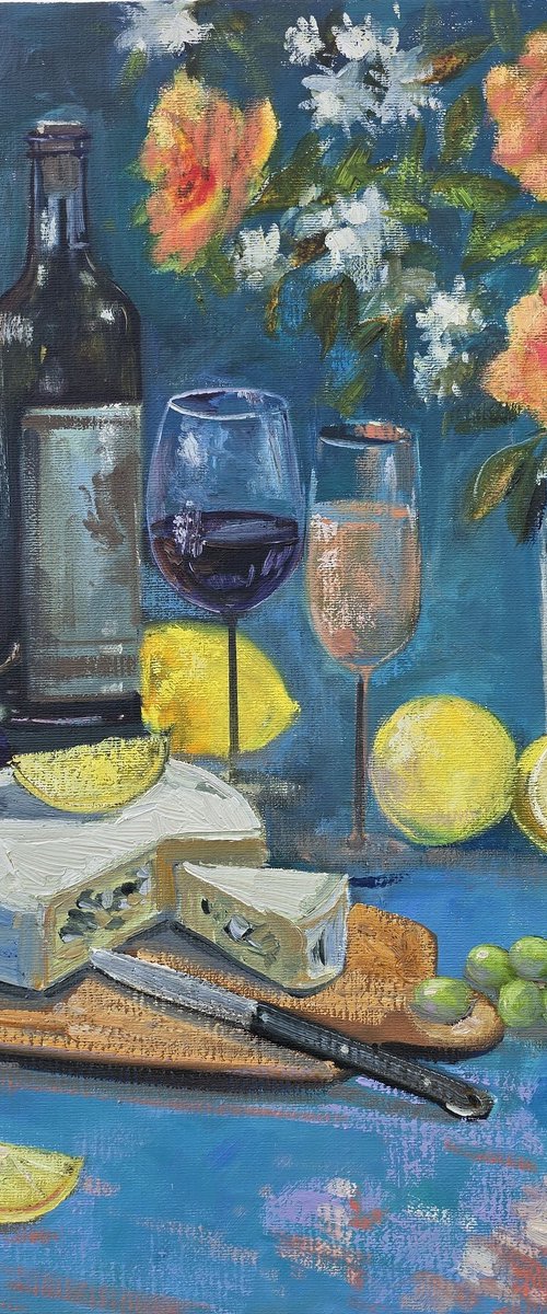Evening Still Life with Wine and Citrus by Gulshaba Abbasova