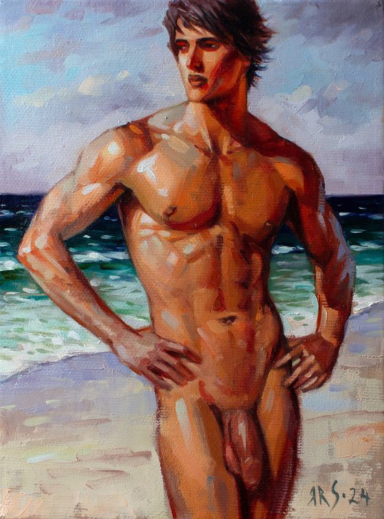 NAKED MAN BY THE SEA