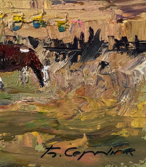 Village Cows Grazing