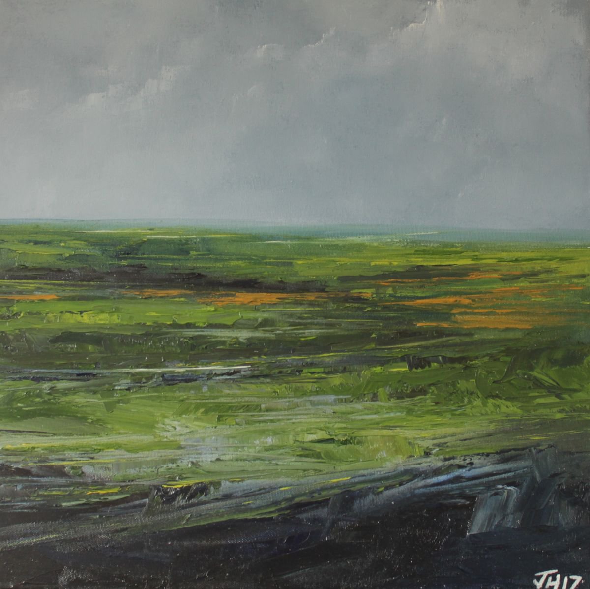 Impressionistic Landscape Oil Painting By John Halliday, 16 X 16, Peatland, Original Artwork