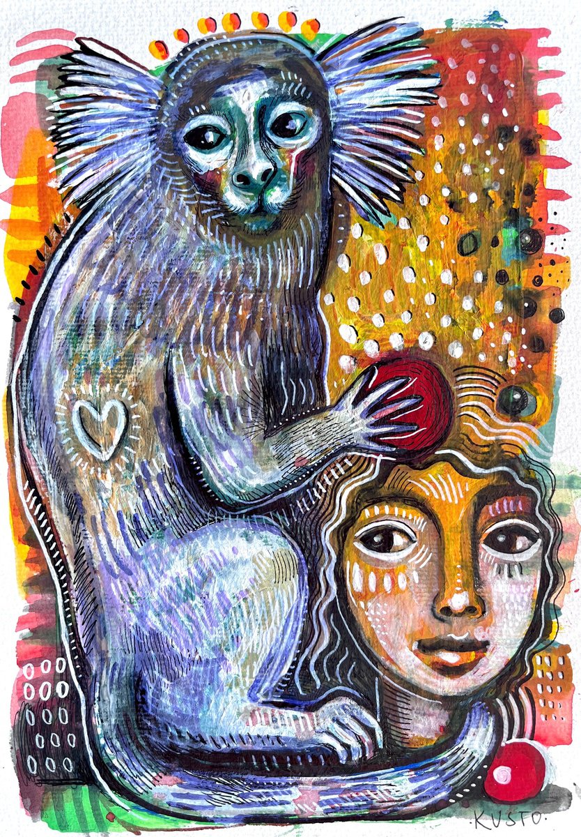Impressionistic Ink Drawing , Monkey By Daria Kusto, 8 X 12, Artwork For Sale On Artfinder