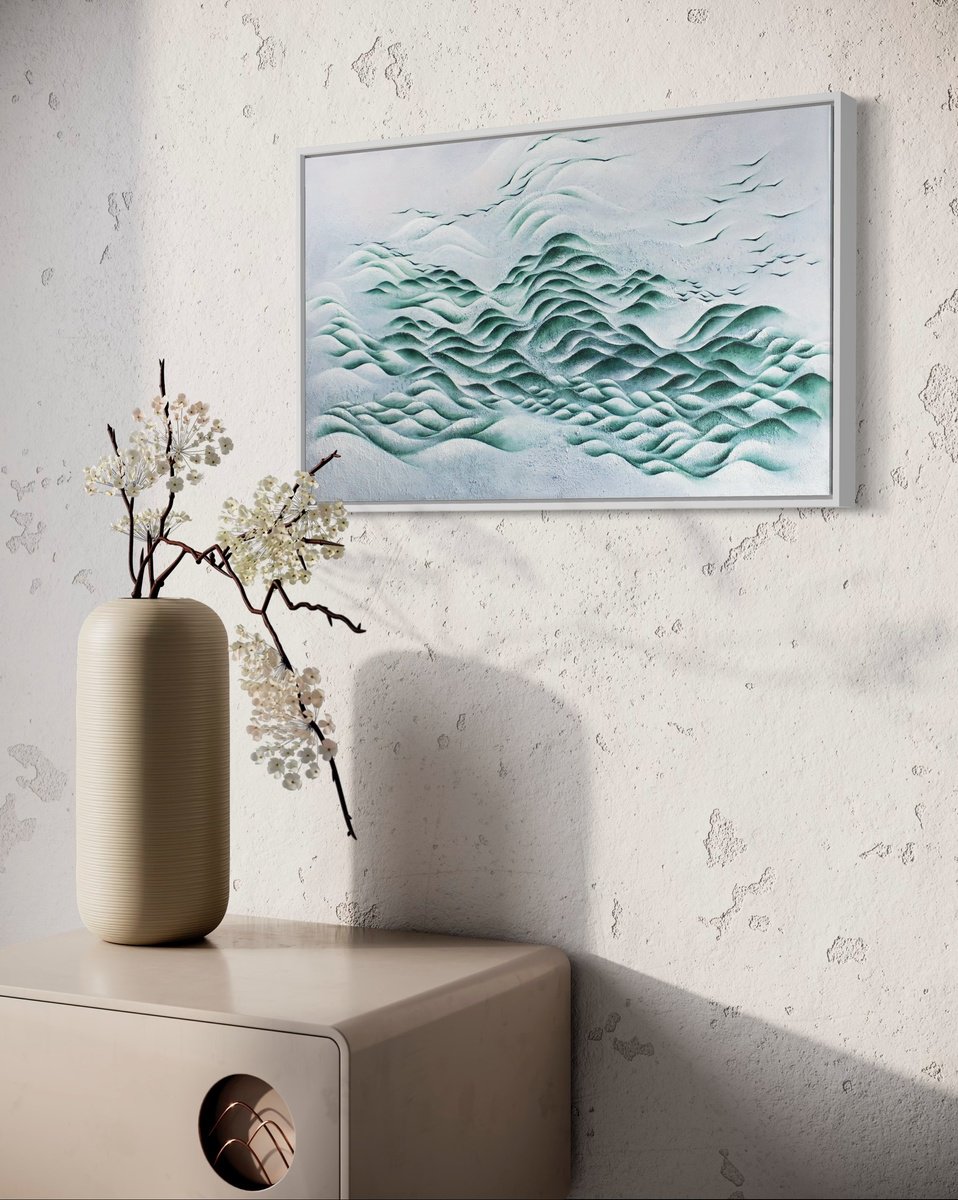 Organic Abstract Acrylic Painting By Francesca Borgo, 33 X 21, Lands Of Forest, Original Artwork