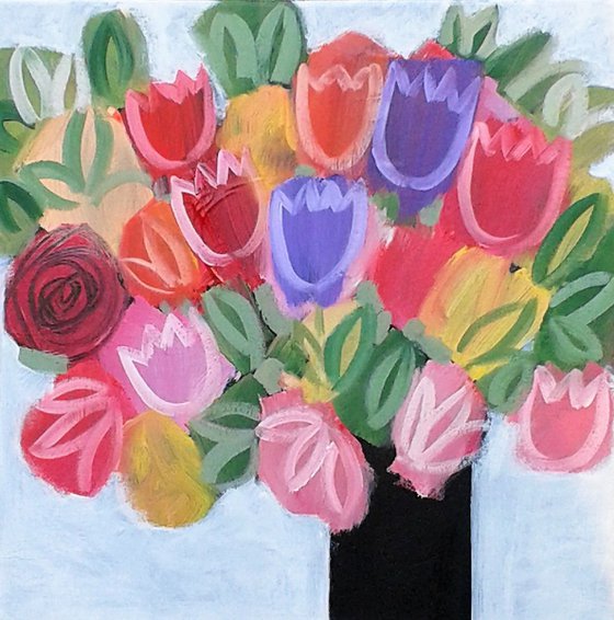 Tulips and a Rose