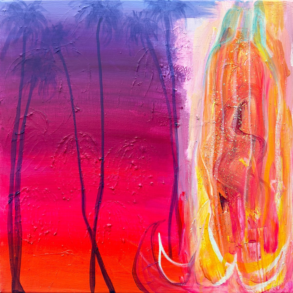 Organic Landscape Acrylic Painting By Kathryn Sillince, 18 X 18", 