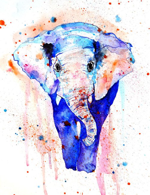 Watercolor elephant by Luba Ostroushko