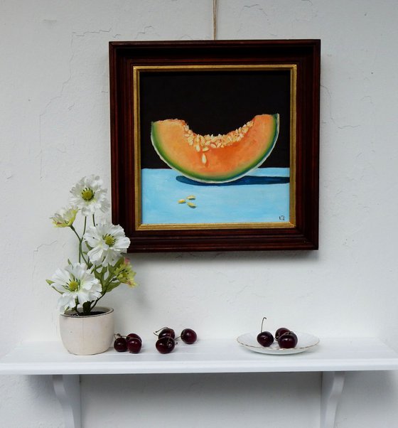 Juicy melon. Still life, 25x25cm