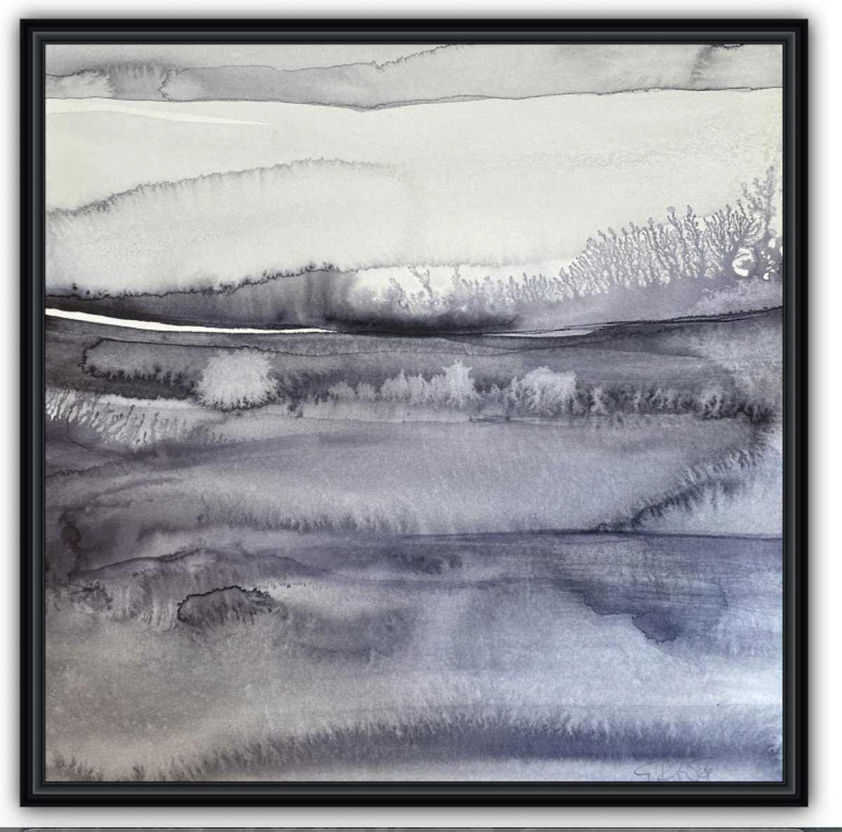 Abstract Landscape Watercolour By Gesa Reuter, 12 X 12, Winter Rhapsody, Original Artwork