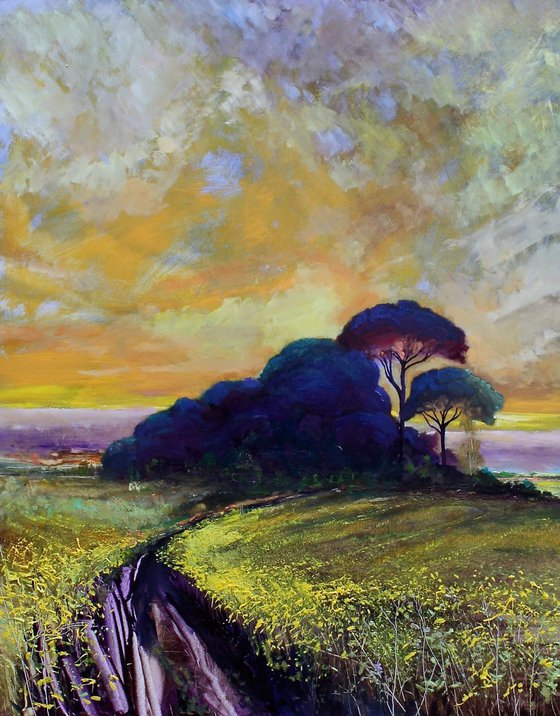 'The Inness Trees' Landscape Oil Painting