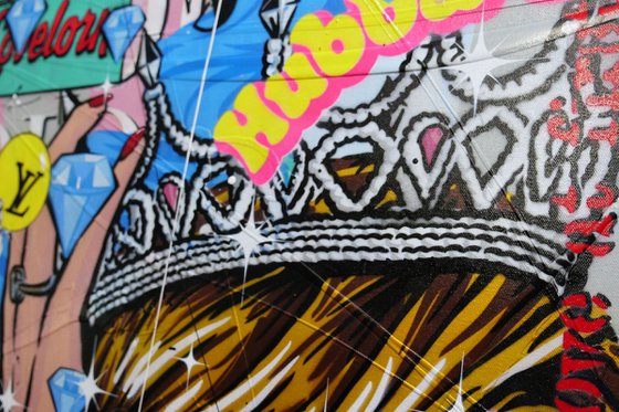 Sugar Queen 140cm x 100cm Colourful Textured Urban Pop Art