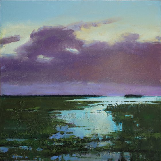 Purple Sky 30x30" 76x76cm Contemporary Art by Bo Kravchenko