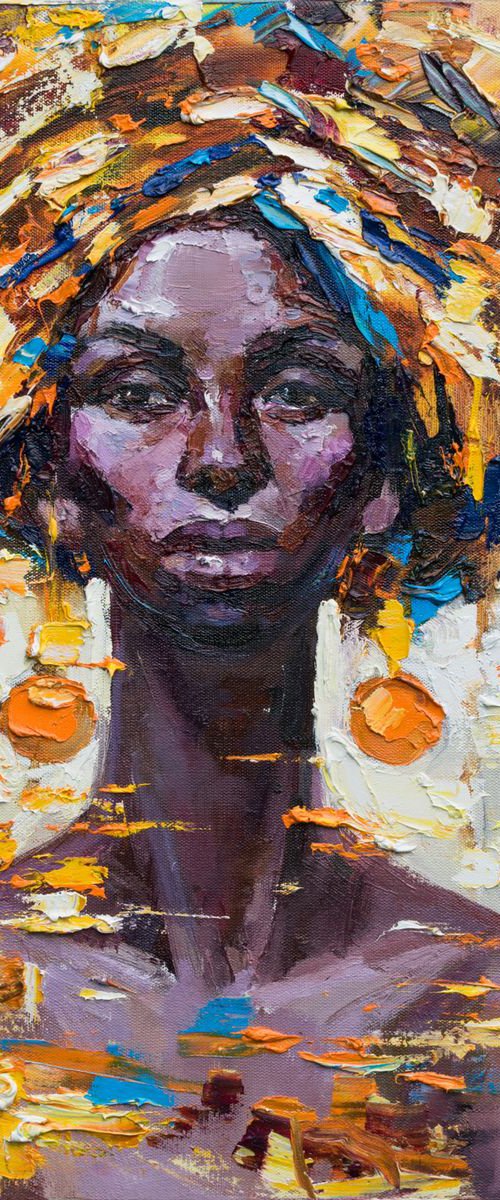 African woman portrait Original oil painting by Anastasiia Valiulina
