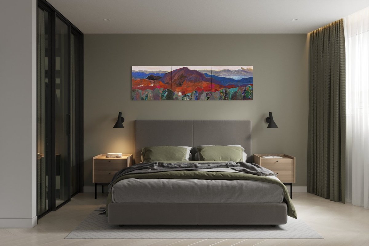 Impressionistic Landscape Acrylic Painting By Inna Pantelemonova, 83 X 24, Dragobrat Valley, Original Artwork