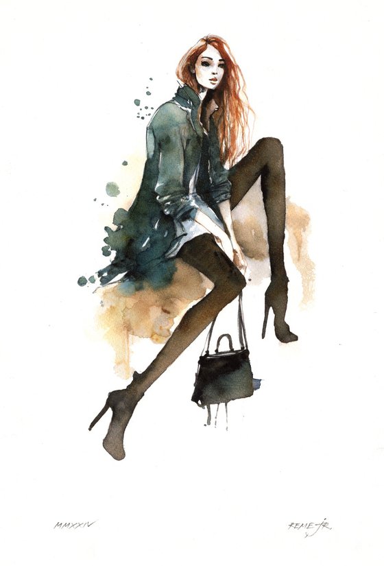Beautiful Girl with Bag