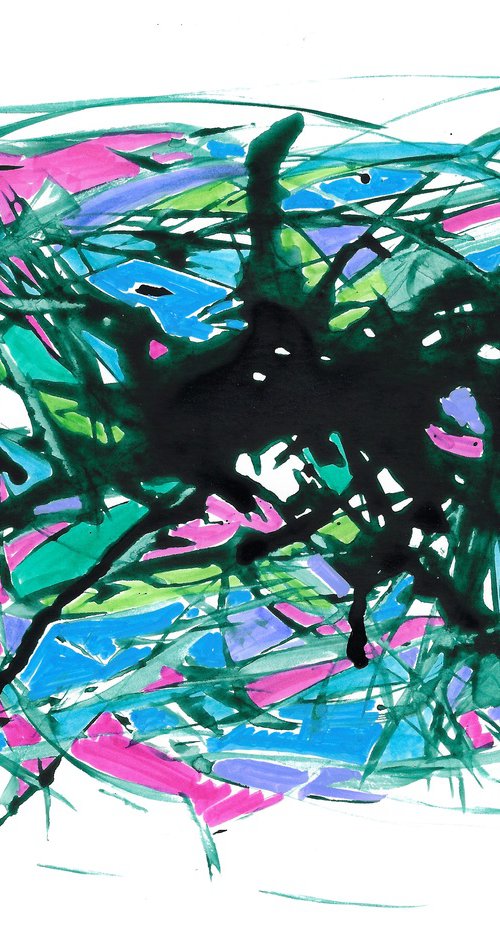 Blue Green Abstract by Ben De Soto