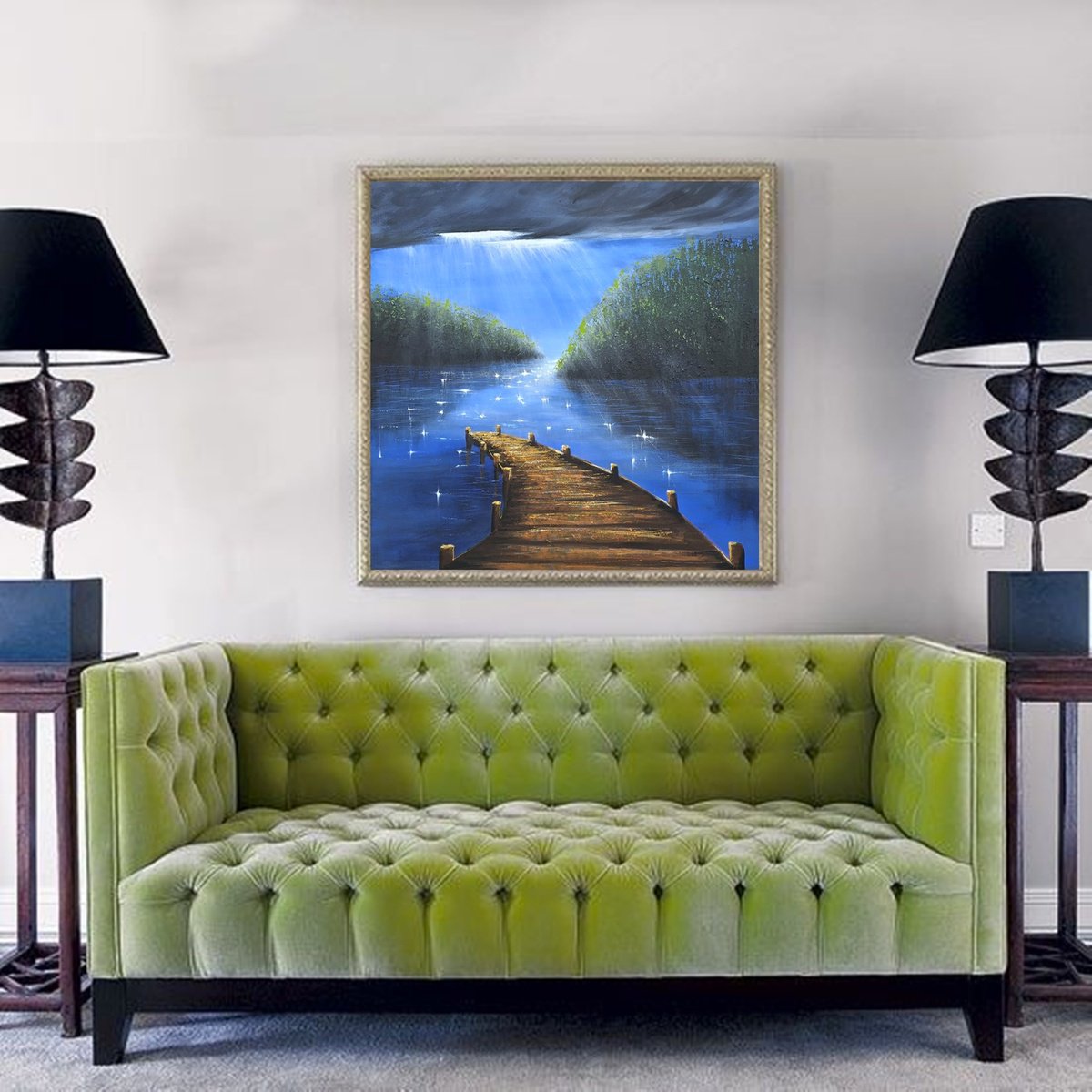 Impressionistic Landscape Acrylic Painting By Danijela Dan, 31 X 31, Rays Of Light V, Original Artwork