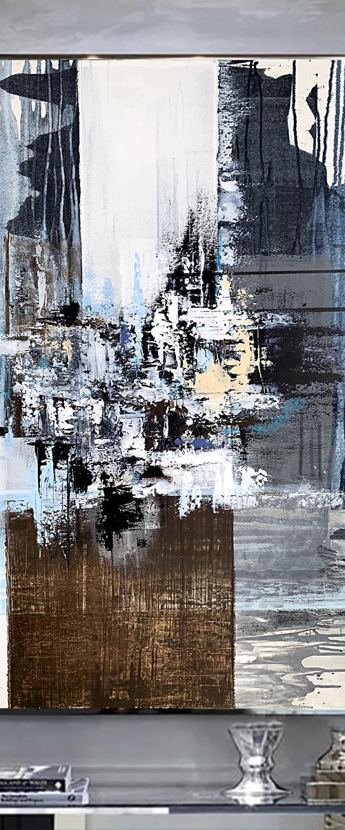 Indigo Umber Abstraction by Tatiana Malinovscaia