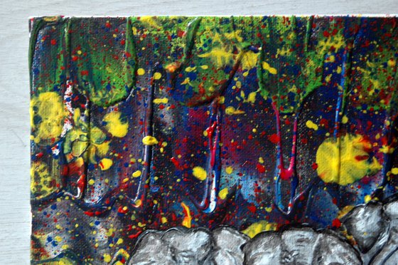 Elephants on confetti