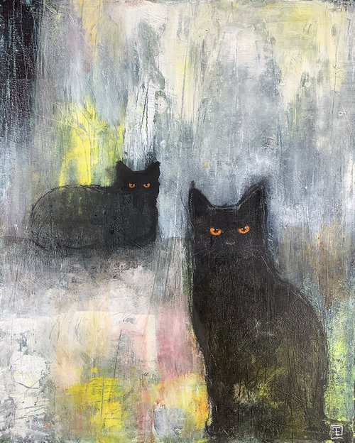ABSTRACT BLACK CATS by Eva Fialka