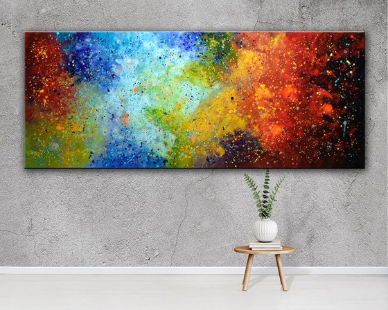 Contrasts - Large Abstract Colorful Painting, Modern, Palette Knife Art