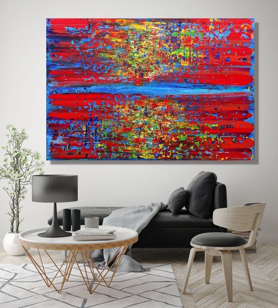 Don't Stop Believing  - XL LARGE,  ABSTRACT ART – EXPRESSIONS OF ENERGY AND LIGHT. READY TO HANG!