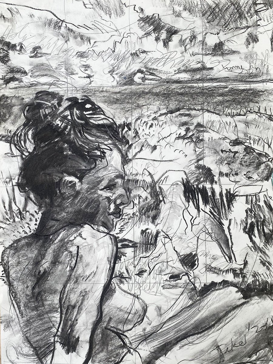 Expressive Charcoal Drawing , Blank Stare, Charcoal By Darren Jekel, 18 X 24, Artwork For Sale On Artfinder