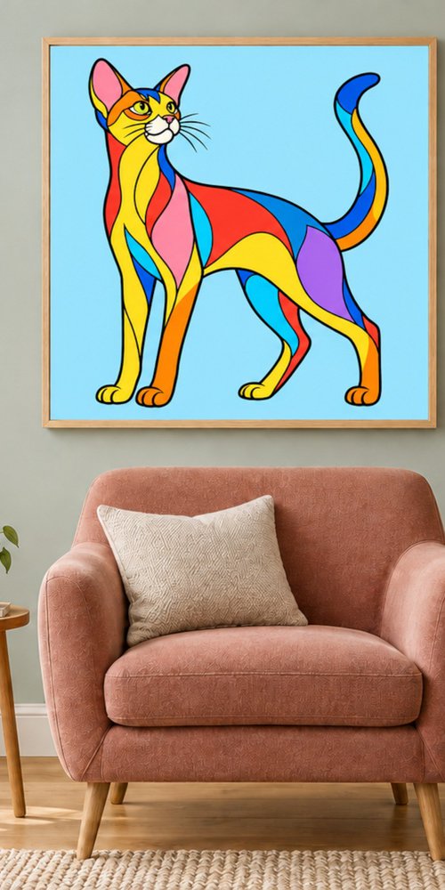 Colorful Abyssinian Cat #18 by Marina Krylova