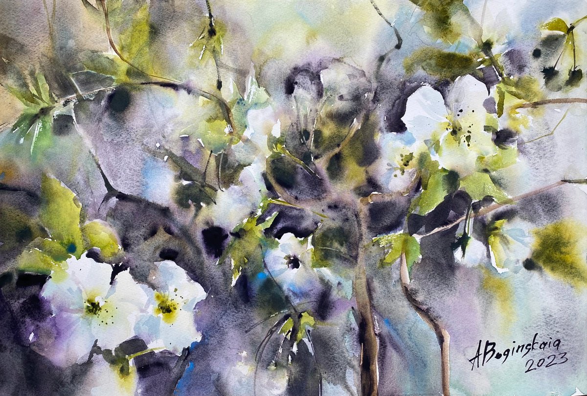 Blooming - original watercolor by Anna Boginskaia
