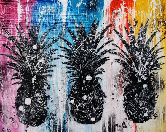 Pineapples 120cm x 150cm Pineapple Textured Urban Pop Art