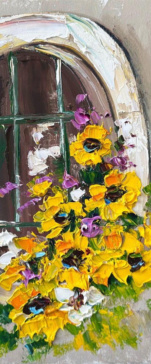 Window with yellow Flowers by Oksana Fedorova