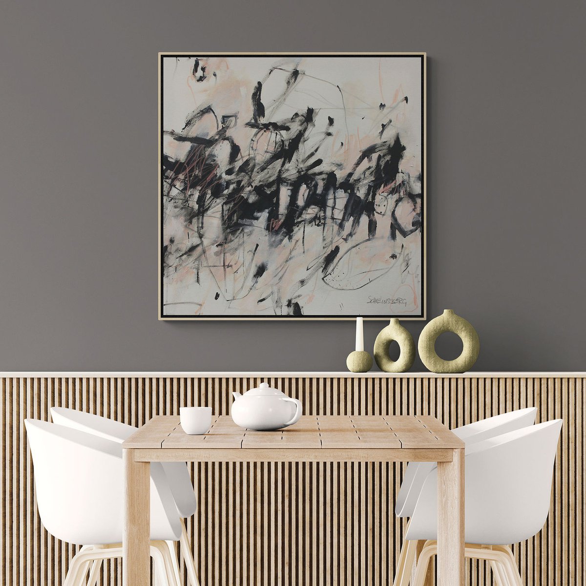 Expressive Abstract Acrylic Painting By Daniela Schweinsberg, 31 X 31, Fruit Basket Ii, Original Artwork