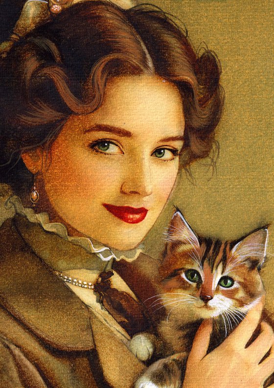 Beautiful Girl with kitten