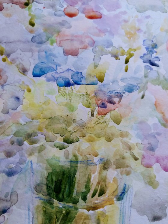 Field flowers. Original watercolour painting.