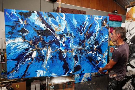 Bronzed Sapphire 200cm x 120cm Textured Abstract Art