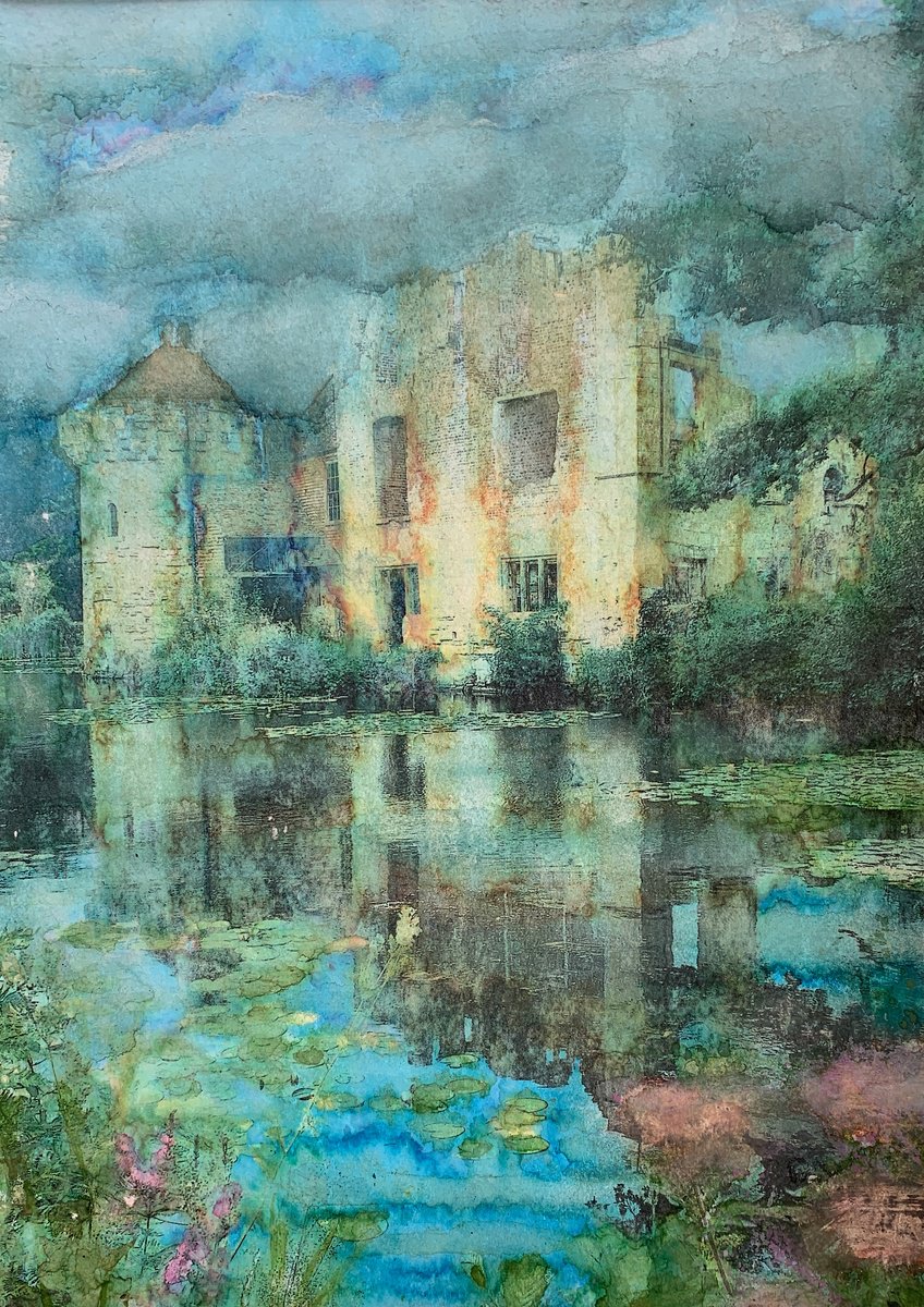 Impressionistic Cityscapes Painting By Suzsi Corio, 13 X 17", Scotney Castle , Kent, Original Artwork