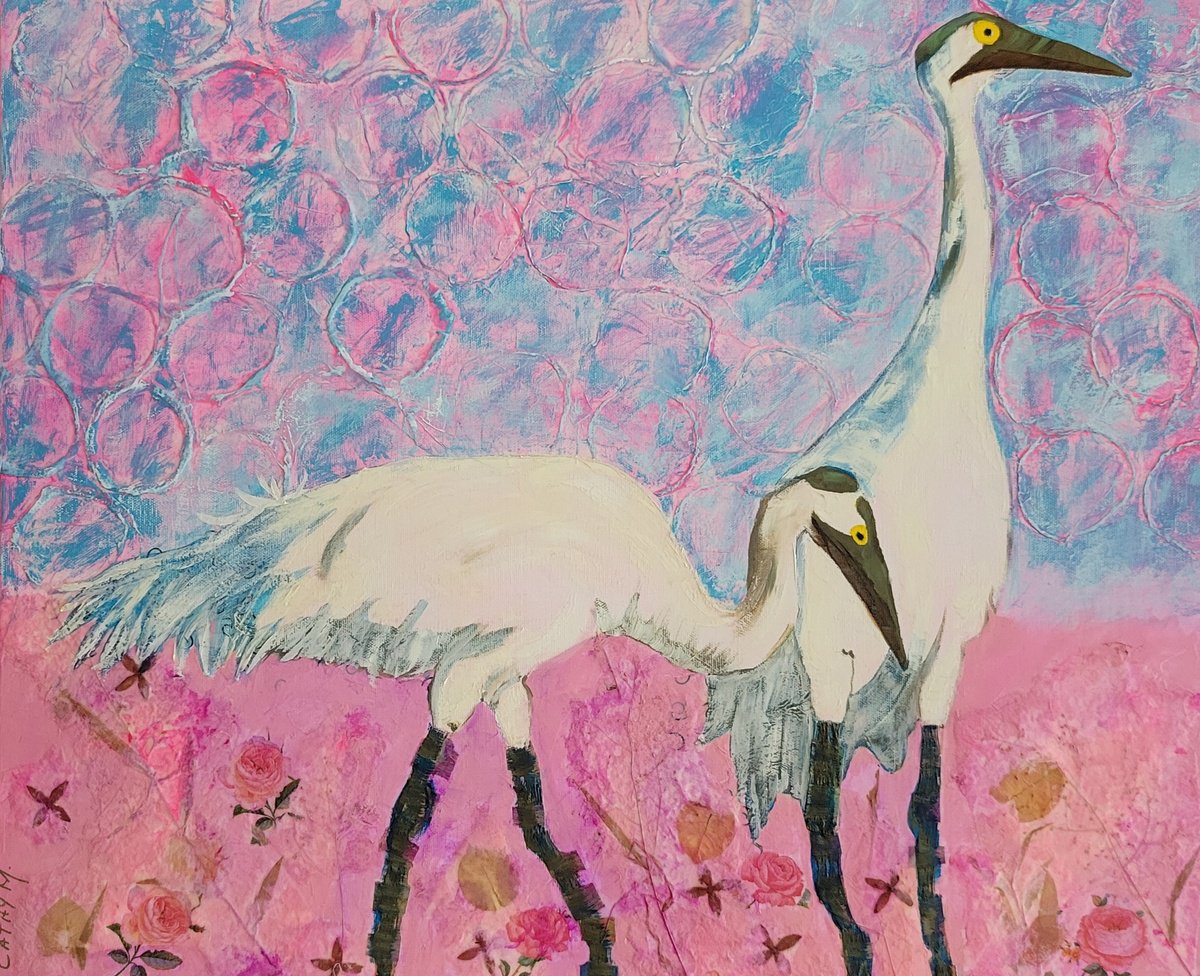 Impressionistic Animal Painting By Cathy Maiorano, 24 X 20, 2 For Lunch Please, Original Artwork