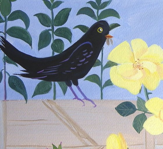Blackbird on the Fence