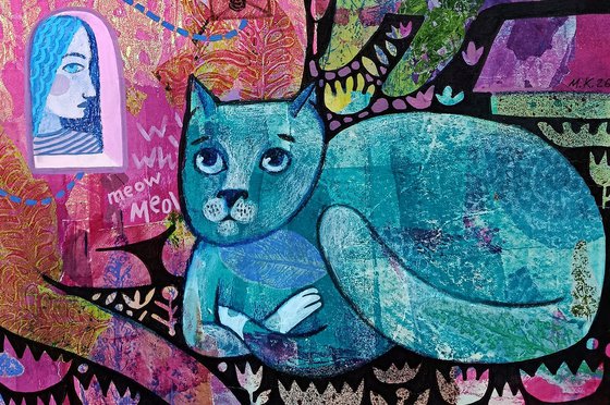 Three cats are wandering around the city