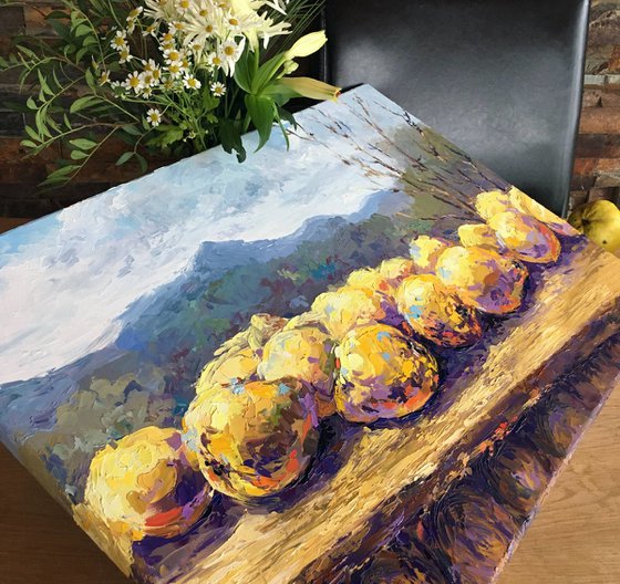 "A quince" oil painting