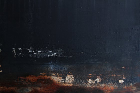 GROUNDING - 120 X 60 CMS - ABSTRACT PAINTING TEXTURED * WHITE * ANTHRAZIT * RUST