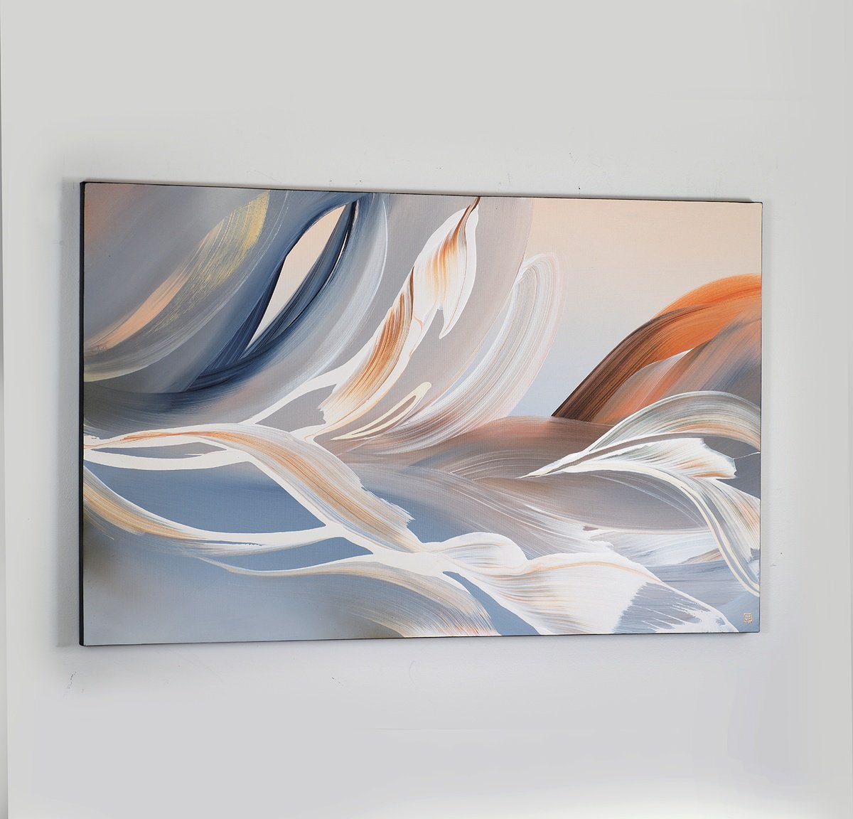 Abstract Acrylic Painting By Novi Lim, 48 X 30", Sonate Pacifique, Original Artwork