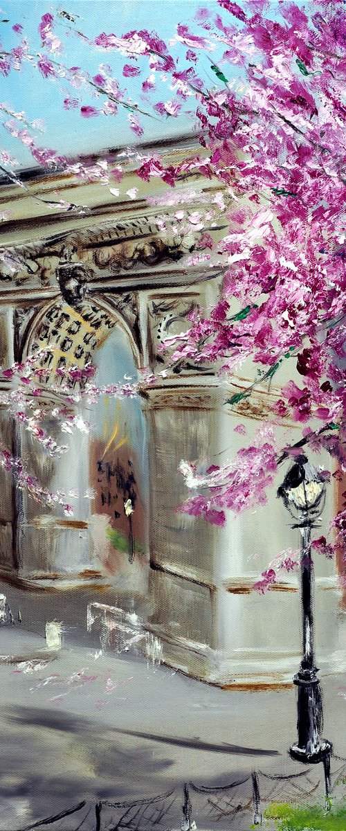 Cherry Blossoms at Washington Square Park, New York by Ruslana Levandovska
