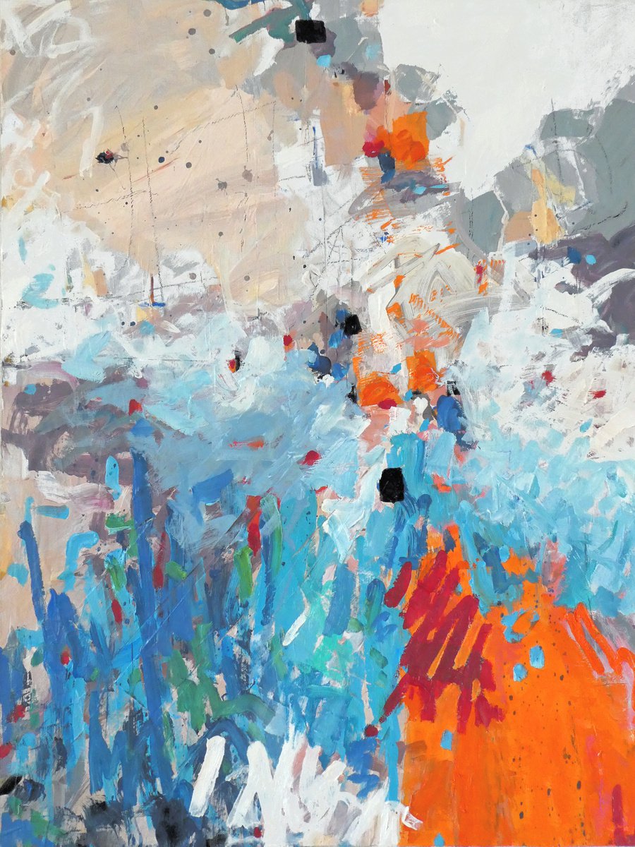 Organic Landscape Oil Painting By Irene Wilkes, 24 X 31, Picnic On The Beach, Original Artwork