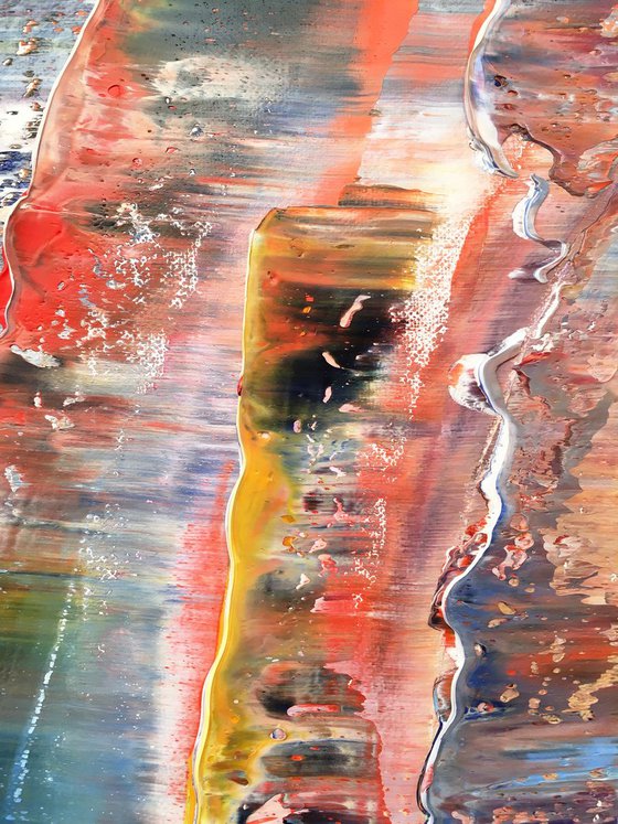 "Rising Tide" - FREE SHIPPING to the USA - Original Highly Textured PMS Abstract Oil Painting On Canvas - 36" x 12"