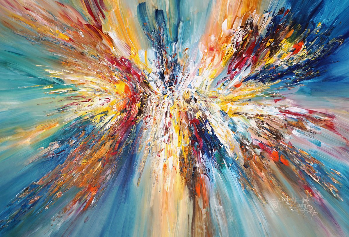 Abstract Acrylic Painting By Peter Nottrott, 61 X 41", Magical Energy Cloud D 4, Original Artwork