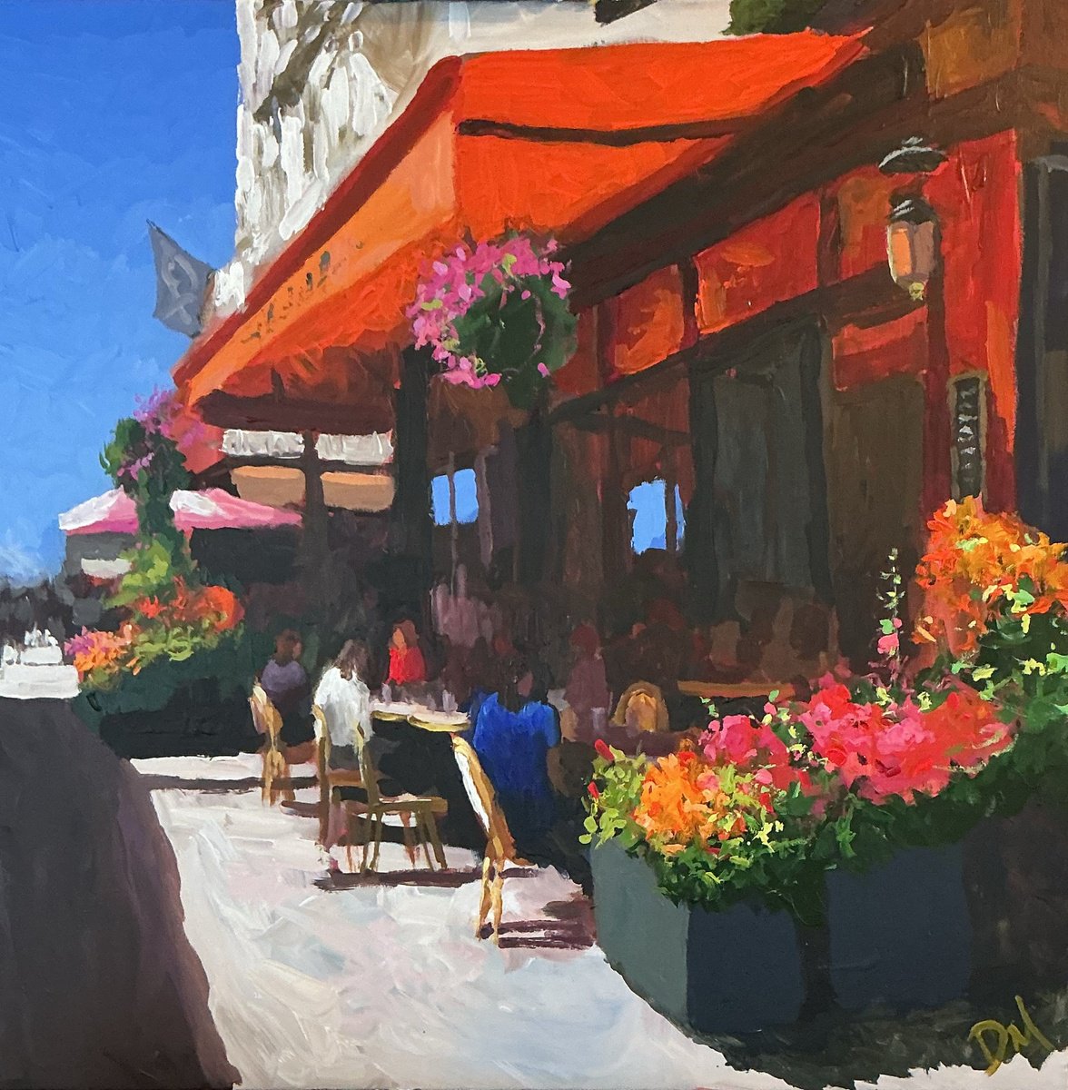 Impressionistic Landscape Acrylic Painting By Daniel Murgatroyd, 31 X 31, Parisian Summer, Original Artwork
