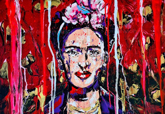 Frida Kahlo red gold
