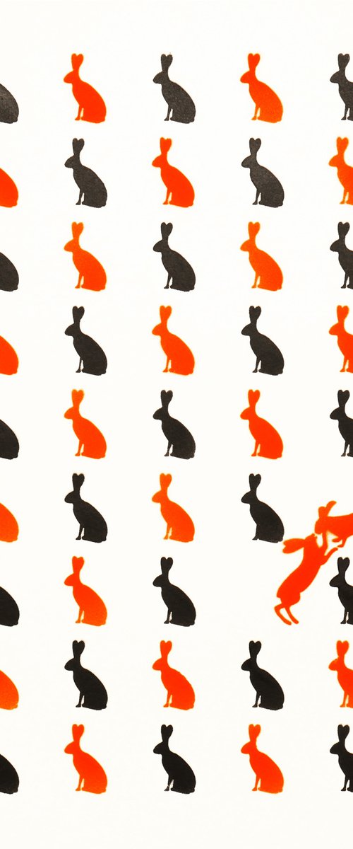 Bunny Love (Orange stencil) by Dex