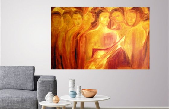 Ensemble of Harmony, Large Painting, Painting with Guitar