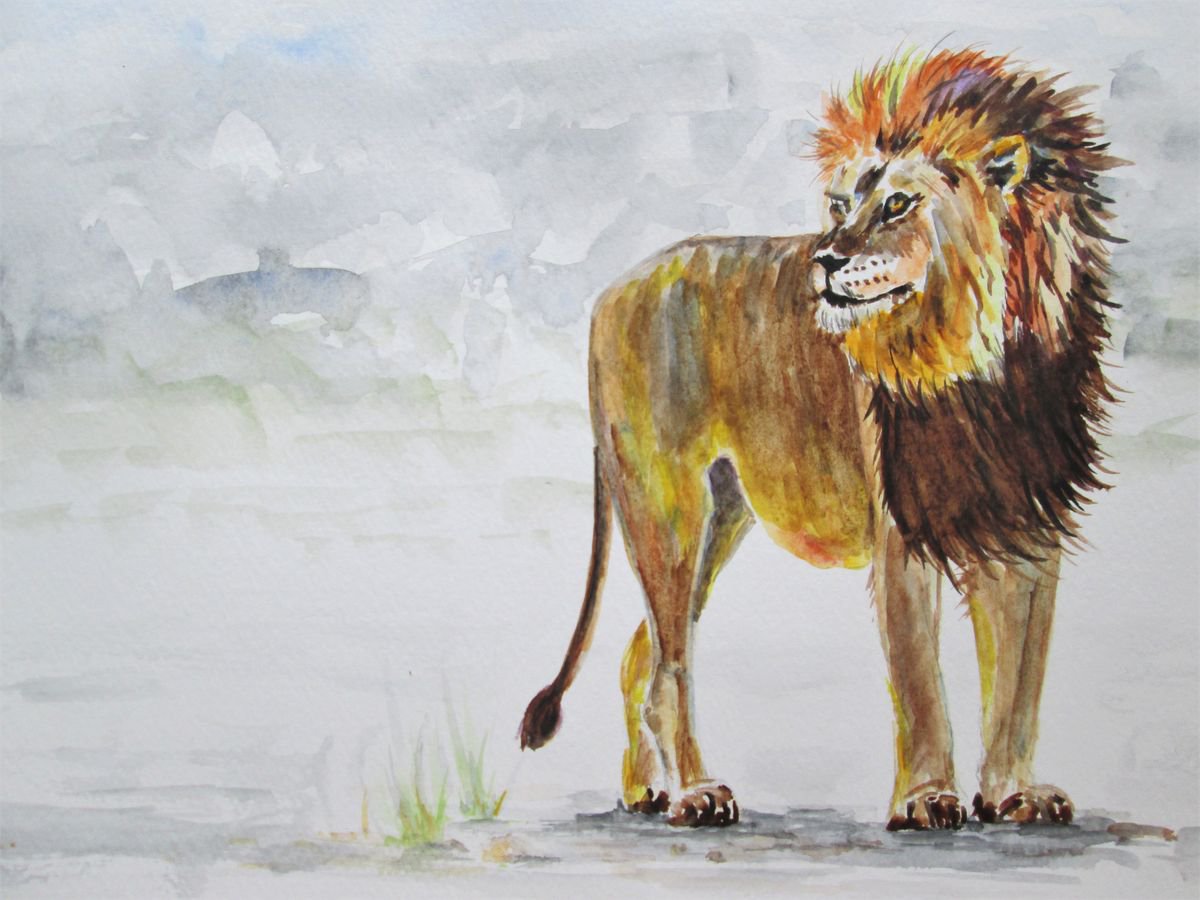Expressive Animal Watercolour By Marjansart, 11 X 8", Lion King, Original Artwork