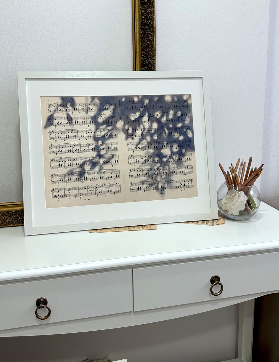 Botanical Pastel Drawing By Julia Shilo, 21 X 17", Nature Silhouette Botanical Shadow, Original Artwork